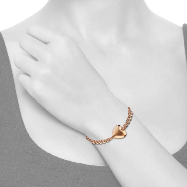 Heart-Shaped Charm Bracelet in Rose Gold Layered Stainless Steel - Image 5
