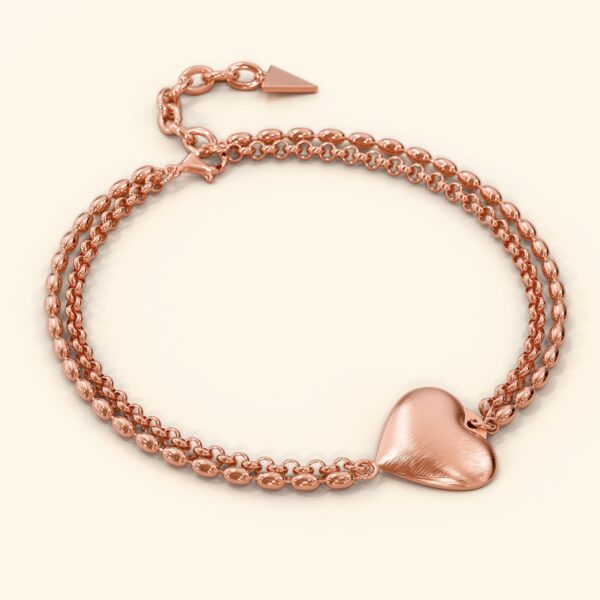 Heart-Shaped Charm Bracelet in Rose Gold Layered Stainless Steel - Image 2