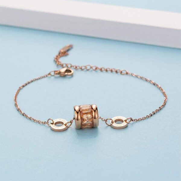 Minimalist BVLOVED Champagne Crystal Charm Bracelet - Image 4