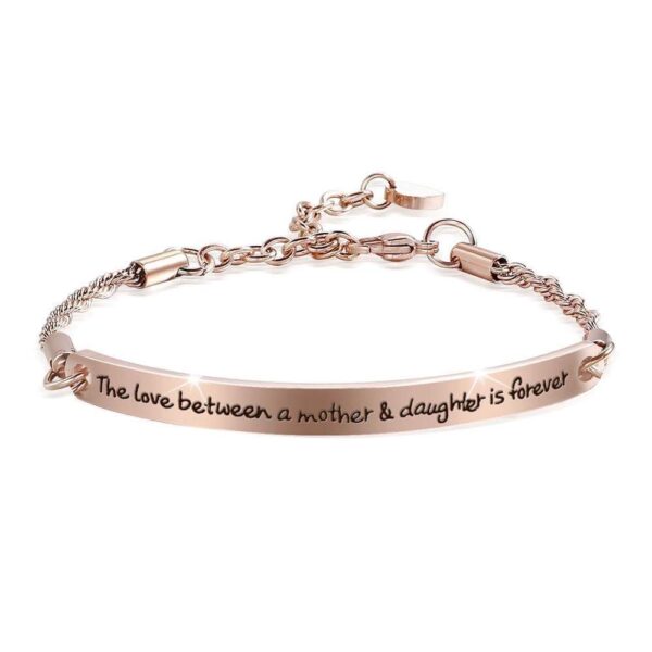 Mother's Love Inscriptions Rose Gold Bar Bracelet