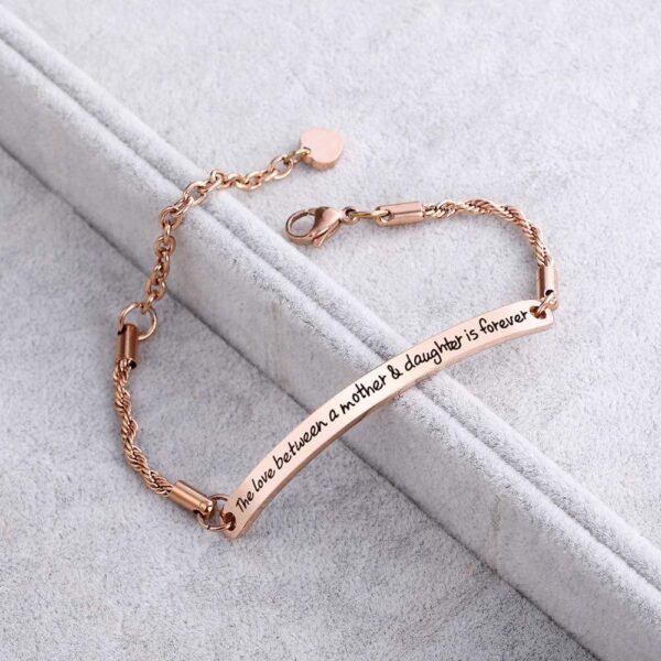 Mother's Love Inscriptions Rose Gold Bar Bracelet - Image 2