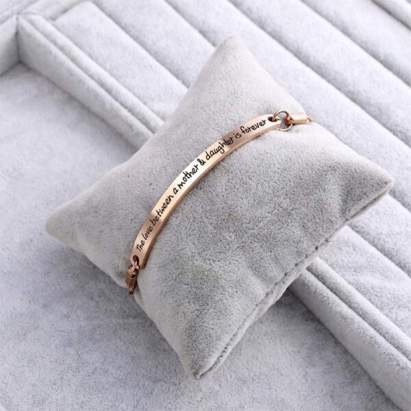 Mother's Love Inscriptions Rose Gold Bar Bracelet - Image 3