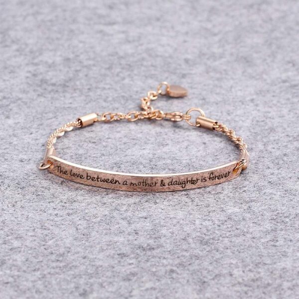 Mother's Love Inscriptions Rose Gold Bar Bracelet - Image 4