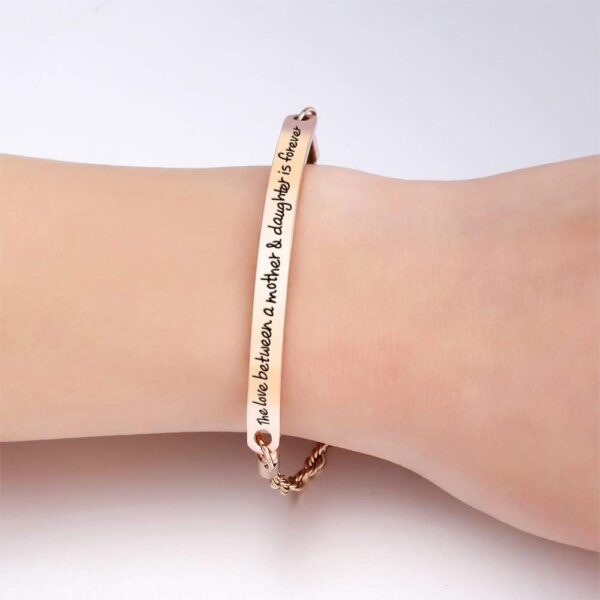 Mother's Love Inscriptions Rose Gold Bar Bracelet - Image 5