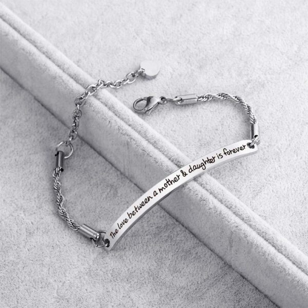 Mother's Love Inscriptions White Gold Bar Bracelet - Image 2