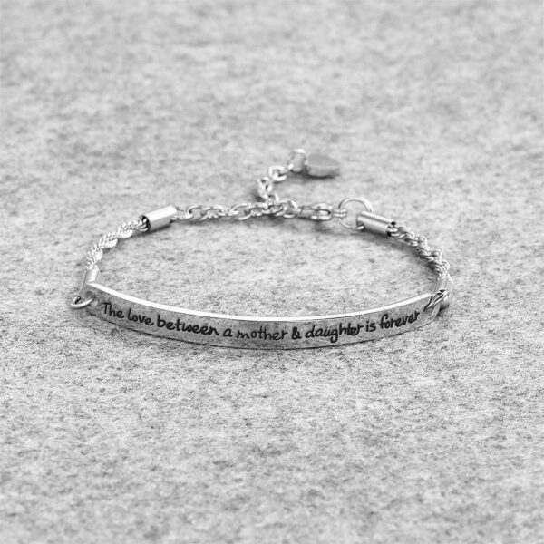 Mother's Love Inscriptions White Gold Bar Bracelet - Image 4