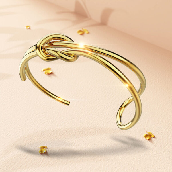 Forever Knot Gold Cuff Bangle - Image 5
