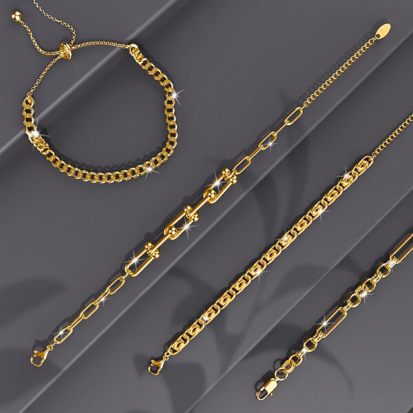 Bianca Fancy Clip Link Chain Gold Bracelet - Image 10