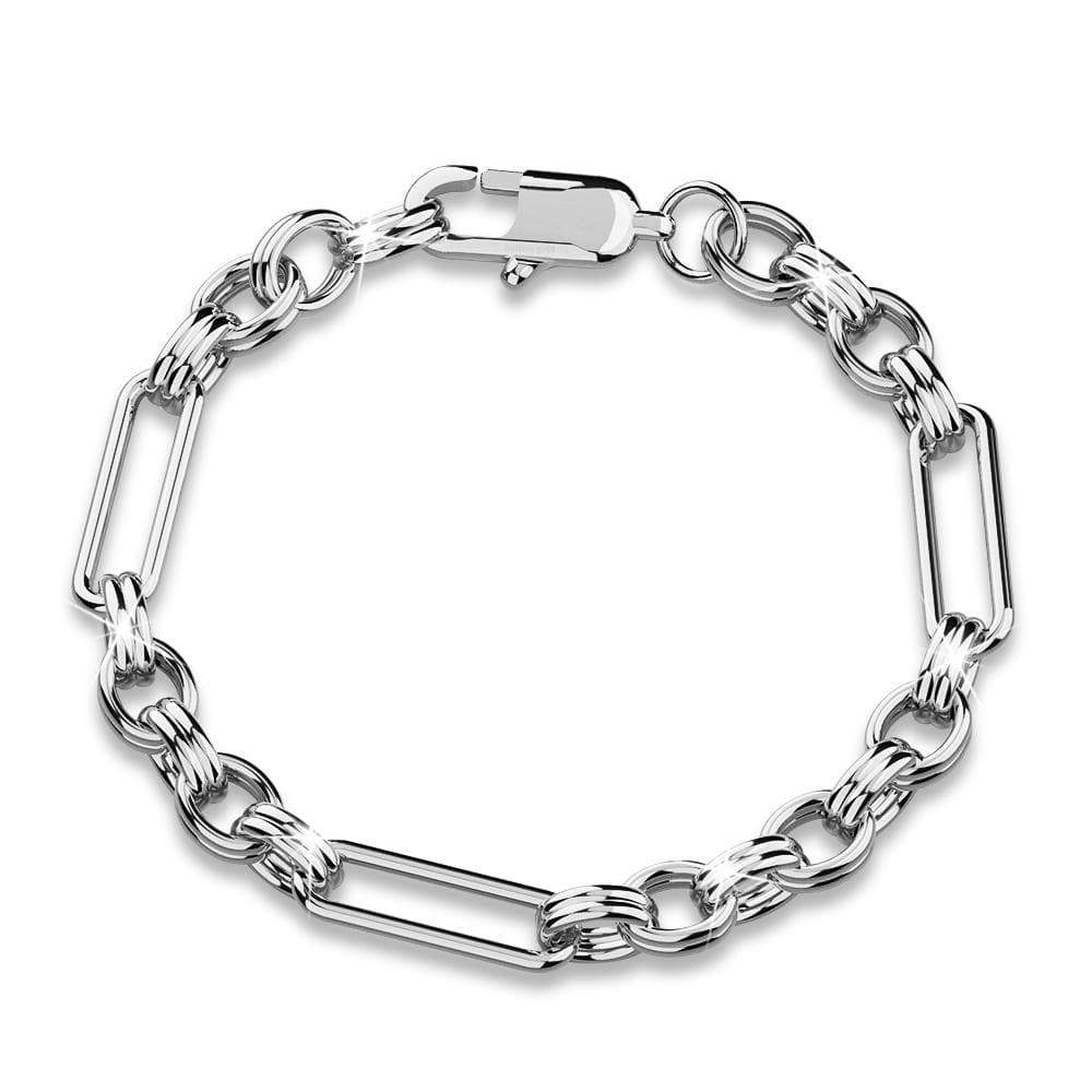 Roxanne Oval Link Paperclip Chain White Gold Bracelet - Image 2