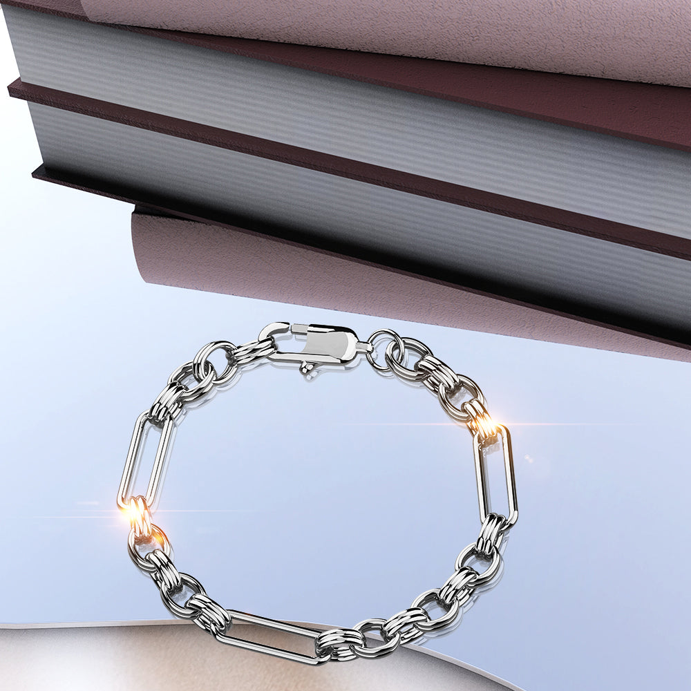Roxanne Oval Link Paperclip Chain White Gold Bracelet - Image 5