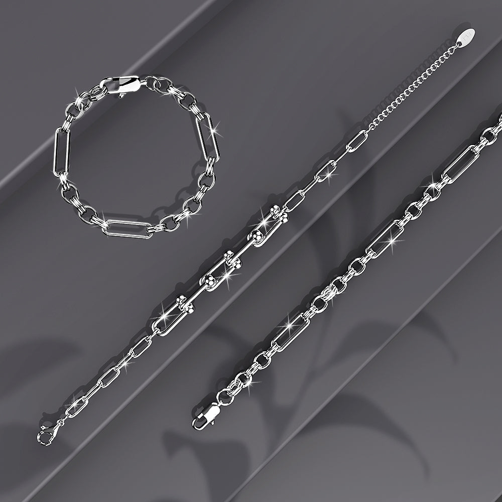 Roxanne Oval Link Paperclip Chain White Gold Bracelet - Image 6