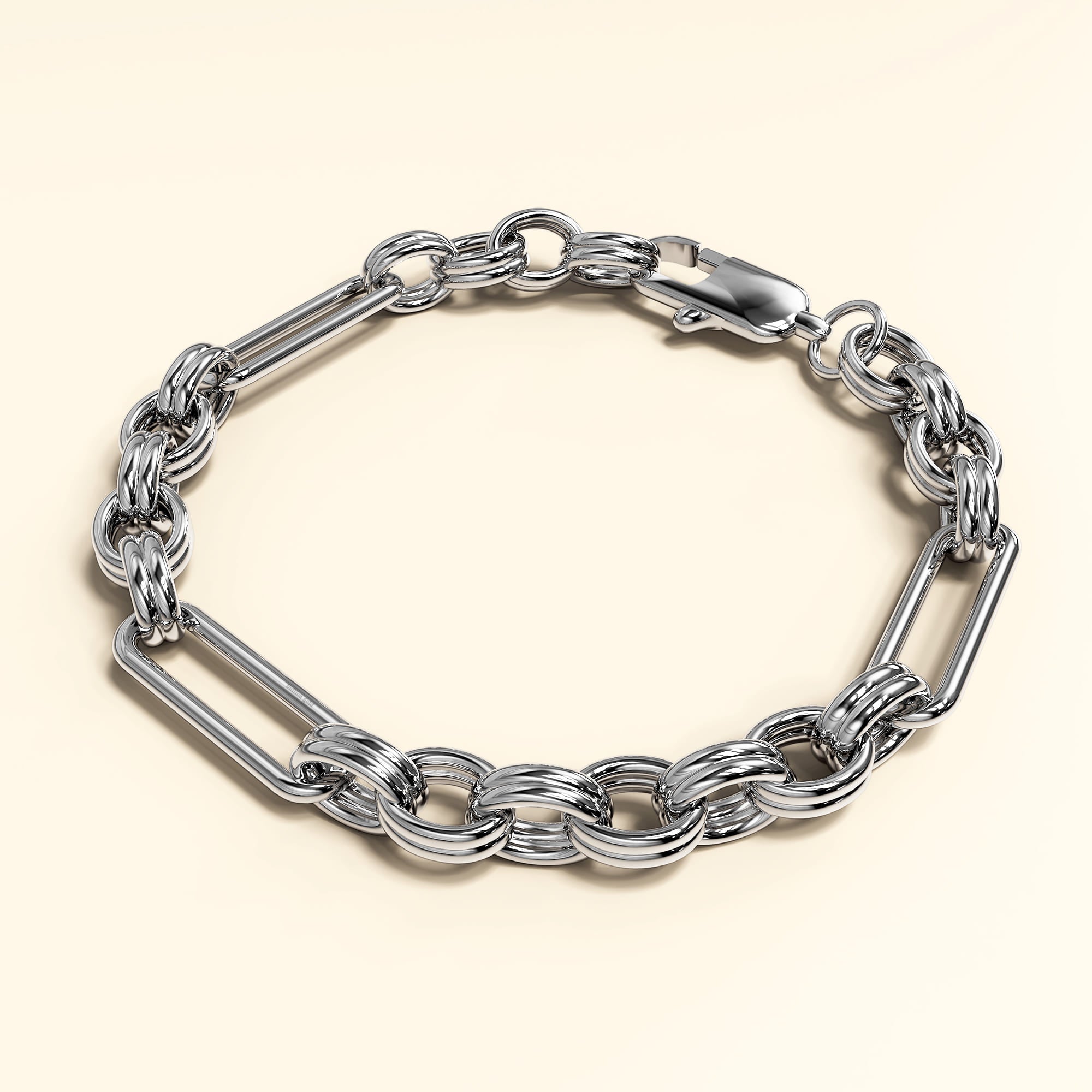Roxanne Oval Link Paperclip Chain White Gold Bracelet - Image 3
