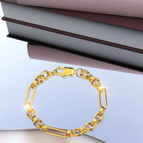 Roxanne Oval Link Paperclip Chain Gold Bracelet - Image 5