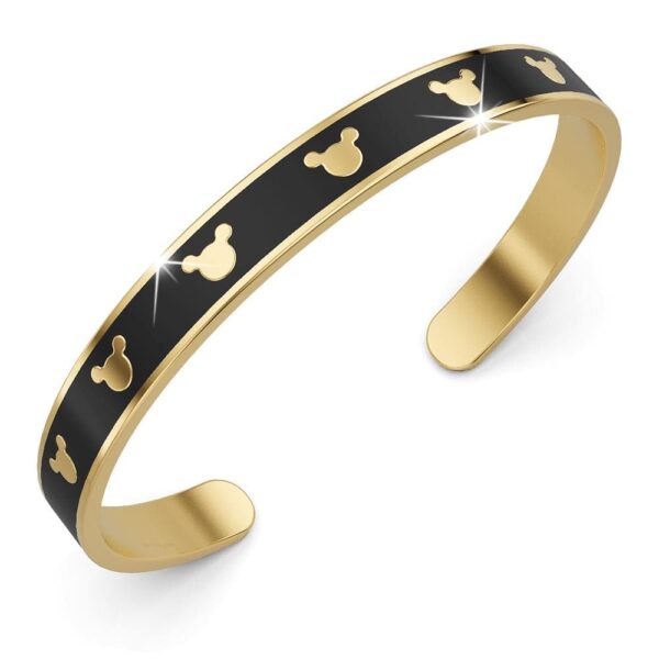 Mickey Mini Enamel Cuff Bangle Black Gold