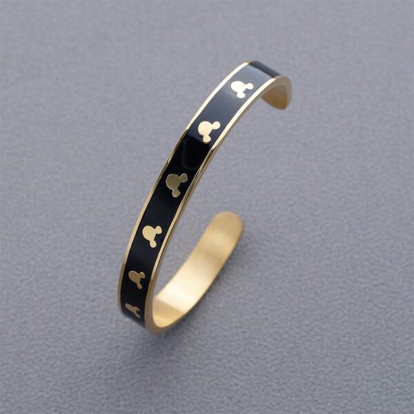 Mickey Mini Enamel Cuff Bangle Black Gold - Image 5