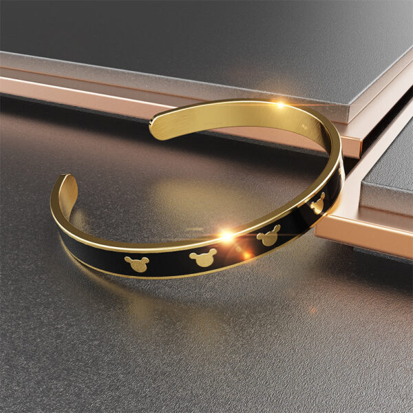 Mickey Mini Enamel Cuff Bangle Black Gold - Image 4