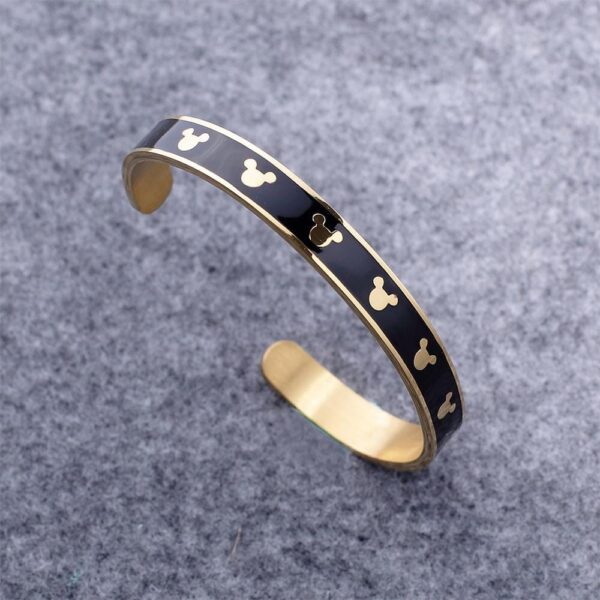 Mickey Mini Enamel Cuff Bangle Black Gold - Image 6