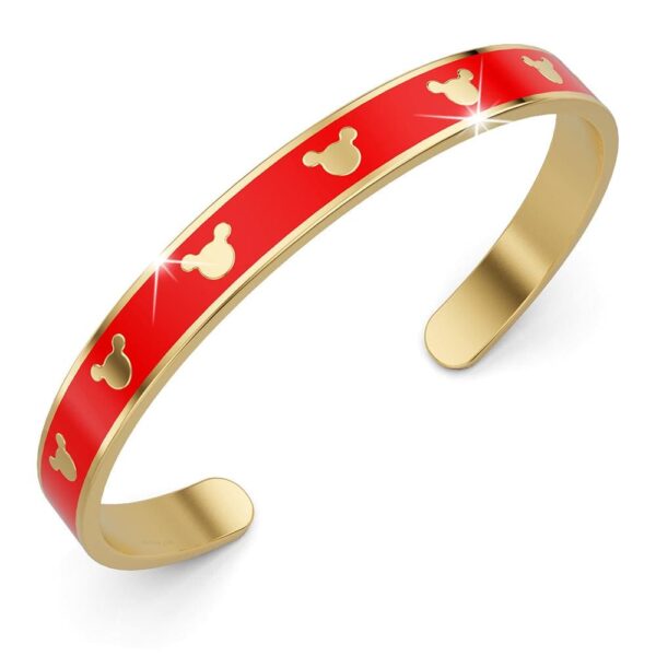 Mickey Mini Enamel Cuff Bangle Red Gold
