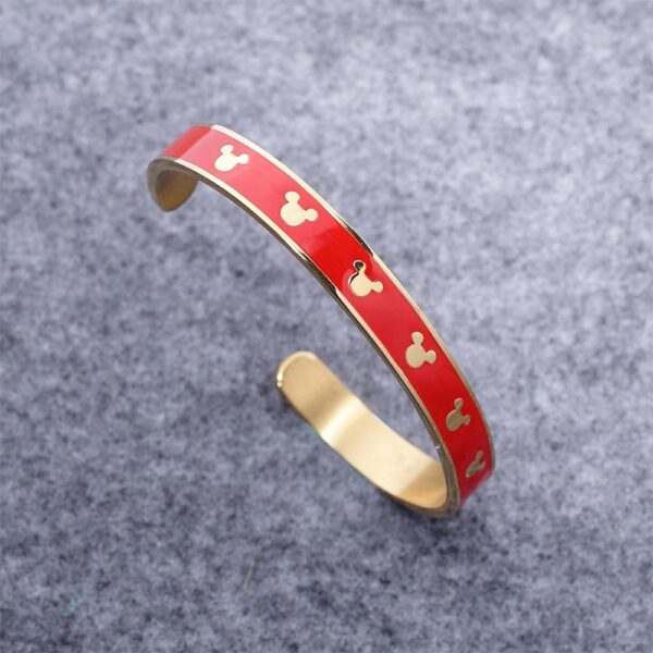 Mickey Mini Enamel Cuff Bangle Red Gold - Image 5