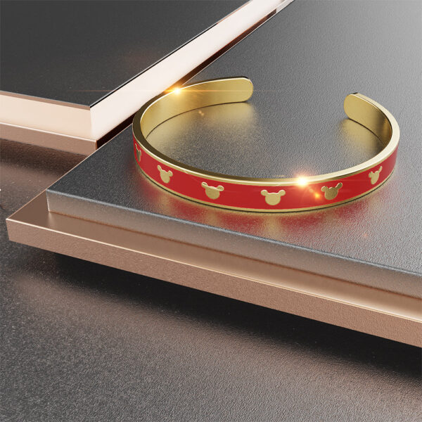 Mickey Mini Enamel Cuff Bangle Red Gold - Image 4