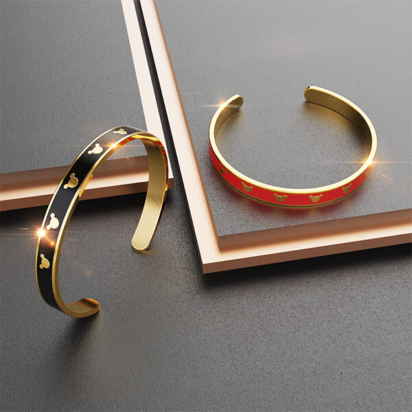 Mickey Mini Enamel Cuff Bangle Red Gold - Image 6