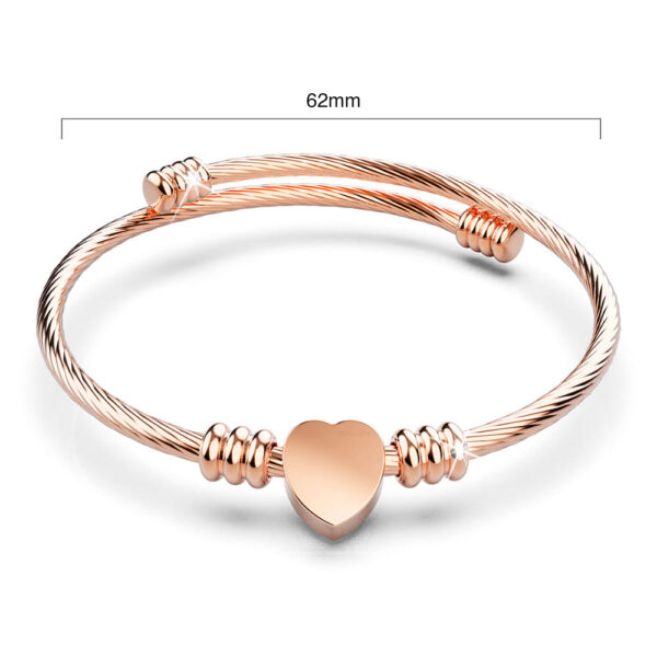 Heart Motif Charmed Stretched Spiral Coil Bangle Rose Gold Layered - Image 6