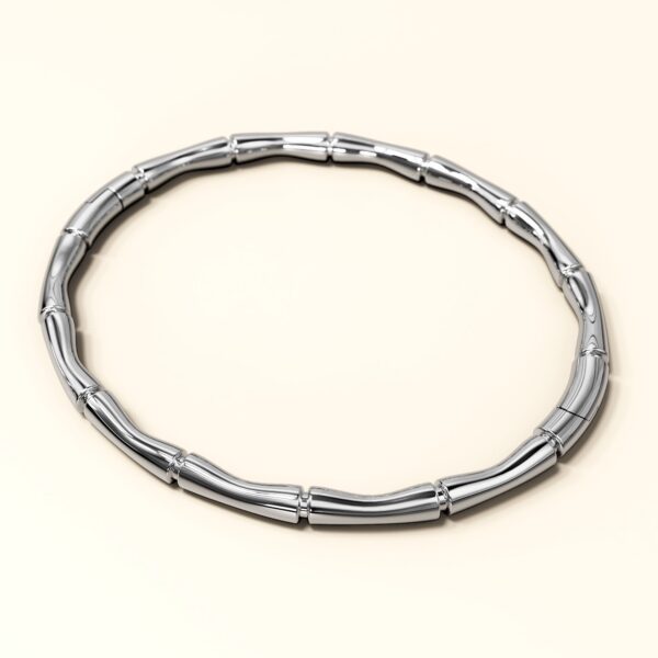 Trunket Bamboo Design Stainless Steel Bangle with a High Polish Finish - Image 2