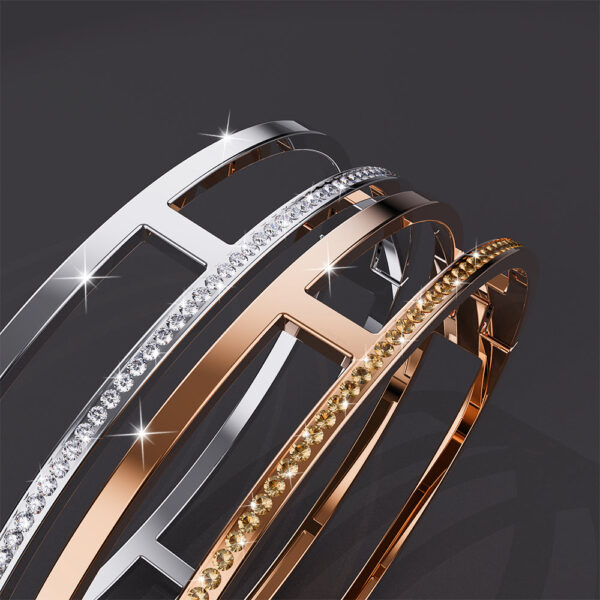 Lucky Dimension Cuff Stainless Steel Bangle in Rose Gold - Image 6