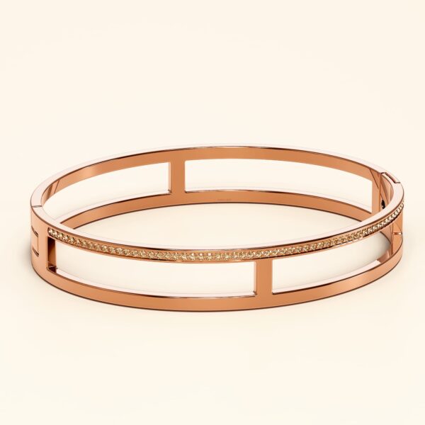 Lucky Dimension Cuff Stainless Steel Bangle in Rose Gold - Image 2