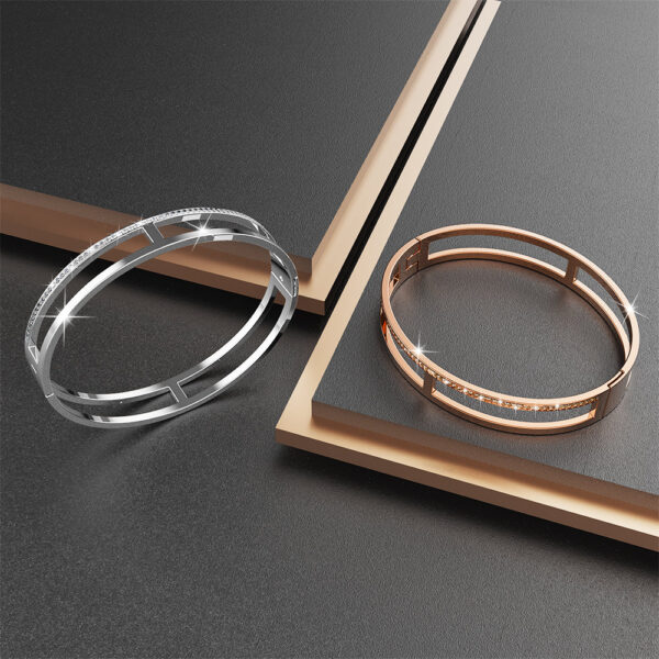 Lucky Dimension Cuff Stainless Steel Bangle with a High Polish Finish - Image 5
