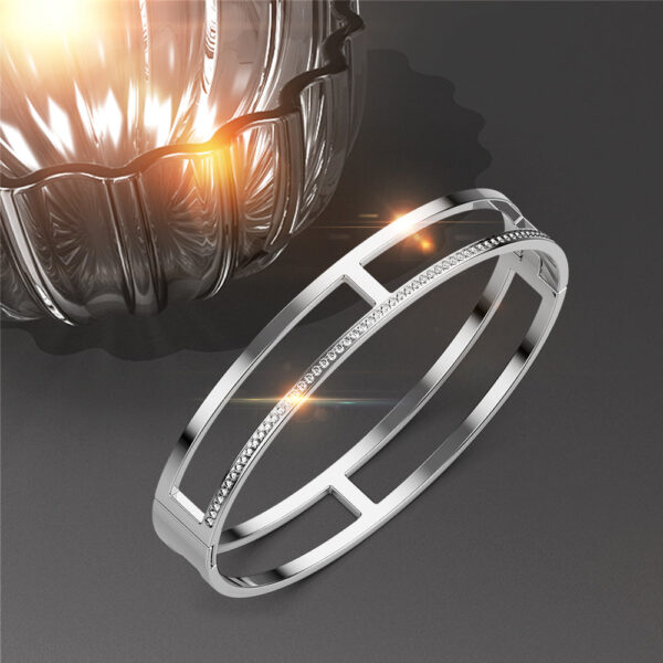 Lucky Dimension Cuff Stainless Steel Bangle with a High Polish Finish - Image 4