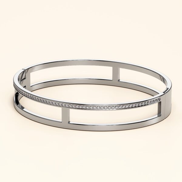Lucky Dimension Cuff Stainless Steel Bangle with a High Polish Finish - Image 2