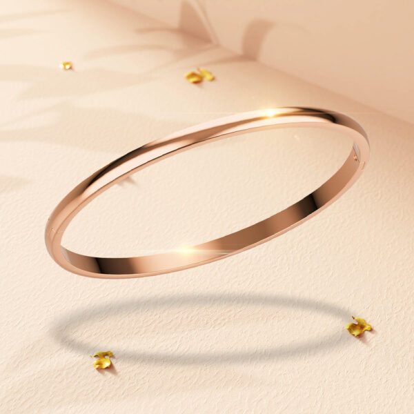 Solid Round Stainless Steel Bangle in Rose Gold - Image 2