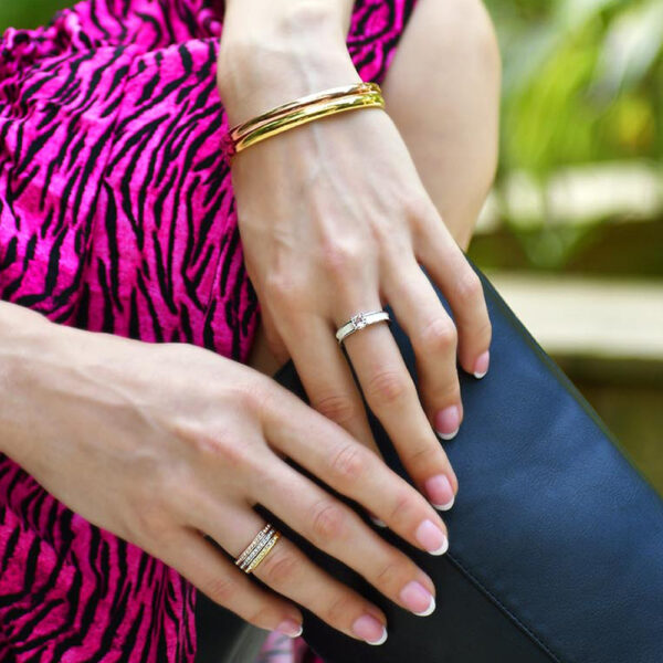 Solid Round Stainless Steel Bangle in Rose Gold - Image 5