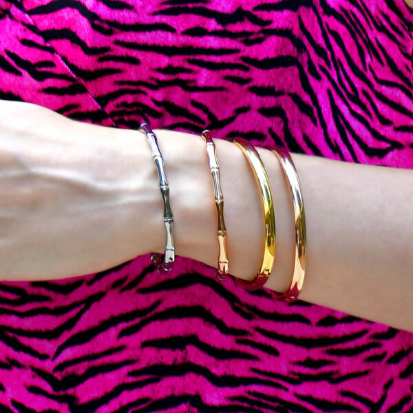 Solid Round Stainless Steel Bangle in Rose Gold - Image 9