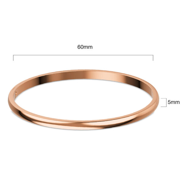 Solid Round Stainless Steel Bangle in Rose Gold - Image 7
