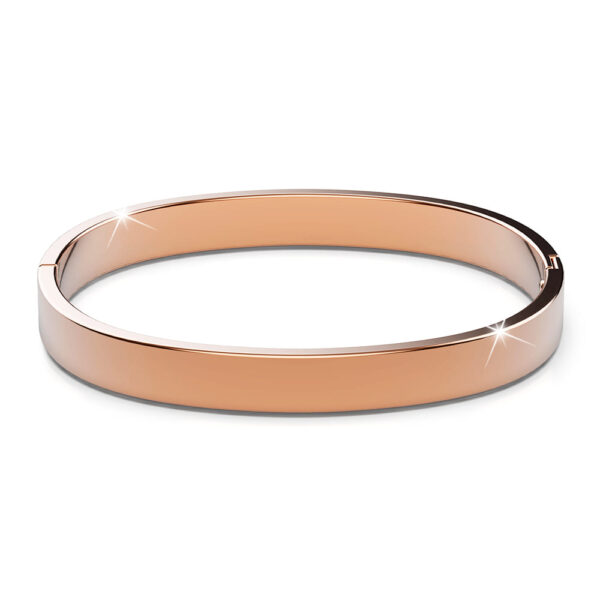 Serena Solid Flat Hinged Bangle in Rose Gold - Image 2