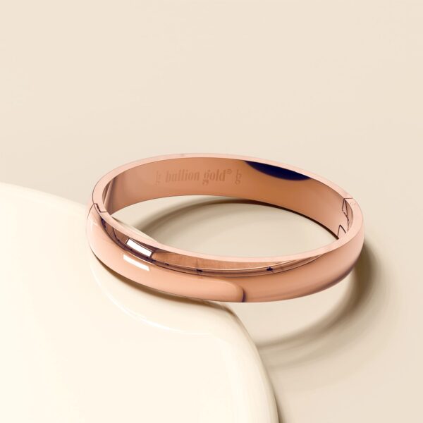 Serena Solid Flat Hinged Bangle in Rose Gold - Image 3