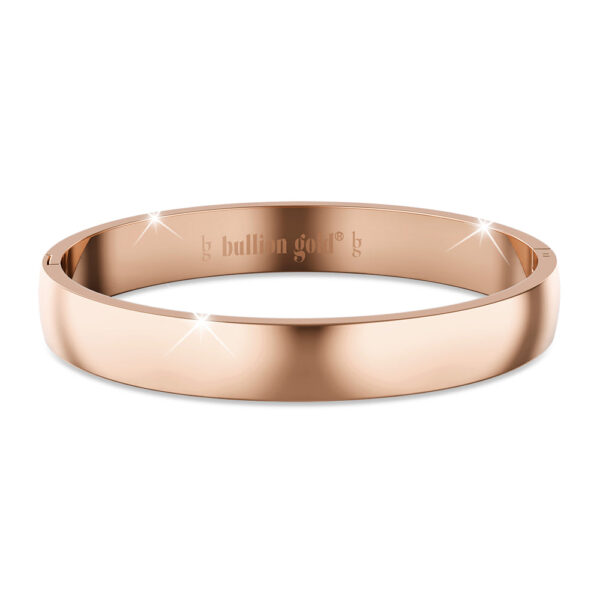 Solid Oval Stainless Steel Bangle in Rose Gold 8mm - Image 2