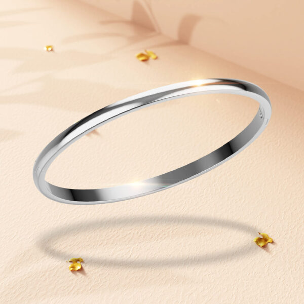 Solid Round Stainless Steel Bangle with a High Polish Finish - Image 4