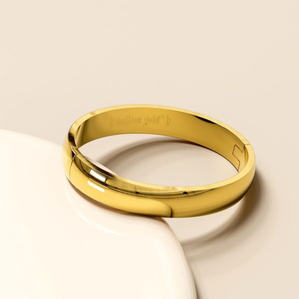 Serena Solid Flat Hinged Bangle in Gold - Image 3