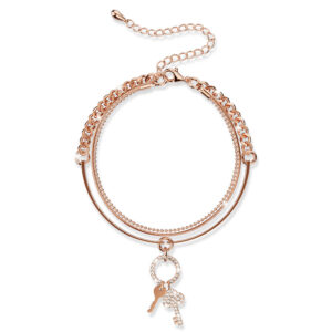 Pixie Key Rose Gold Layered Stainless Steel Bracelet