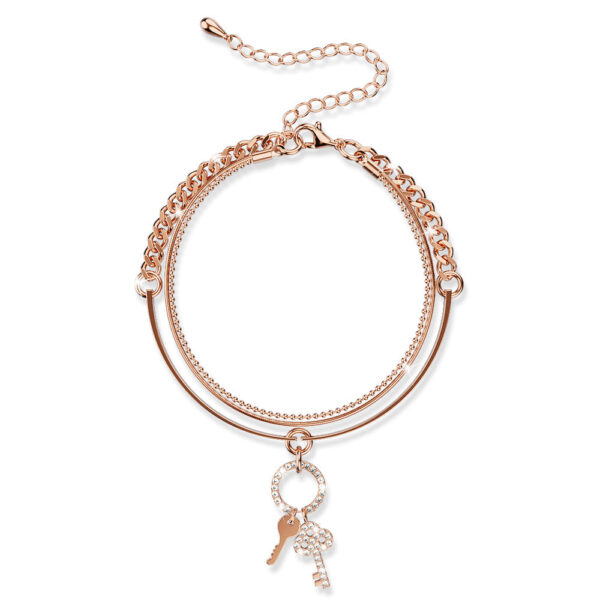 Pixie Key Rose Gold Layered Stainless Steel Bracelet