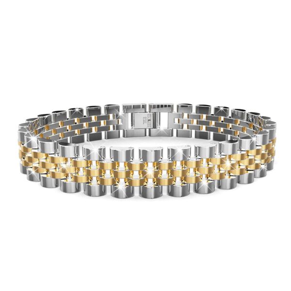 Brick Dual Tone Gold Layered Stainless Steel Bracelet - Image 2