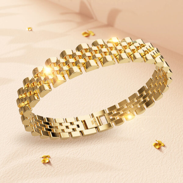 Brick Gold Layered Stainless Steel Bracelet - Image 3