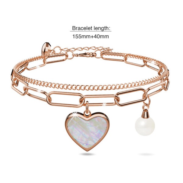 From the Heart Paper Clip Chain Rose Gold Layered Stainless Steel Bracelet - Image 5