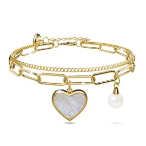 From the Heart Paper Clip Chain Gold Layered Stainless Steel Bracelet
