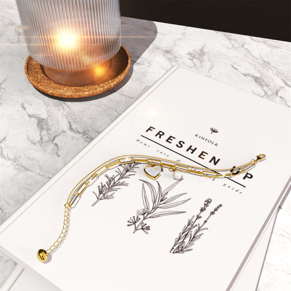 From the Heart Paper Clip Chain Gold Layered Stainless Steel Bracelet - Image 4