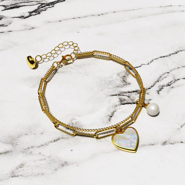 From the Heart Paper Clip Chain Gold Layered Stainless Steel Bracelet - Image 3
