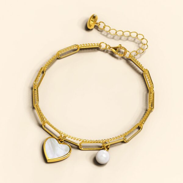 From the Heart Paper Clip Chain Gold Layered Stainless Steel Bracelet - Image 2